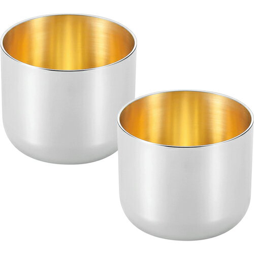 よこやま 燕熟の技 ステンレスぐい呑み 内面金メッキ 2PC EJG-600 （日本製・18-8ステンレス）