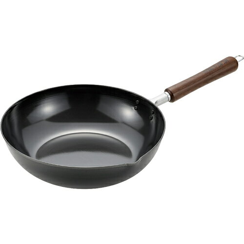 よこやま 燕熟の技 木柄いため鍋 27cm EJTP-401 （日本製・電磁調理器対応・IH対応・鉄製・炒め鍋）