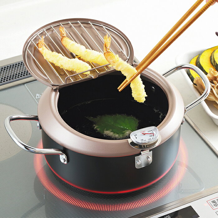 キッチン応援隊!ラッキークィーンのタマハシ 食彩亭 バット蓋付天ぷら鍋20cm TP-7（電磁調理器対応・IH対応・揚げ鍋）｜アングル3
