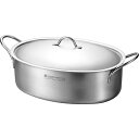 よこやま 燕熟の技 クローバー 3LAYERS オーバルパン 28cm EJSA-1200 (日本製・電磁調理器対応・IH対応・食洗機対応・両手鍋)
