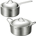 よこやま 燕熟の技 クローバー 3LAYERS 片手鍋18cm・両手鍋20cm EJSA-1800 (日本製・電磁調理器対応・IH対応・食洗機対応)