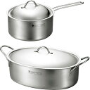 よこやま 燕熟の技 クローバー 3LAYERS 片手鍋18cm・オーバルパン28cm EJSA-2000 (日本製・電磁調理器対応・IH対応・食洗機対応)
