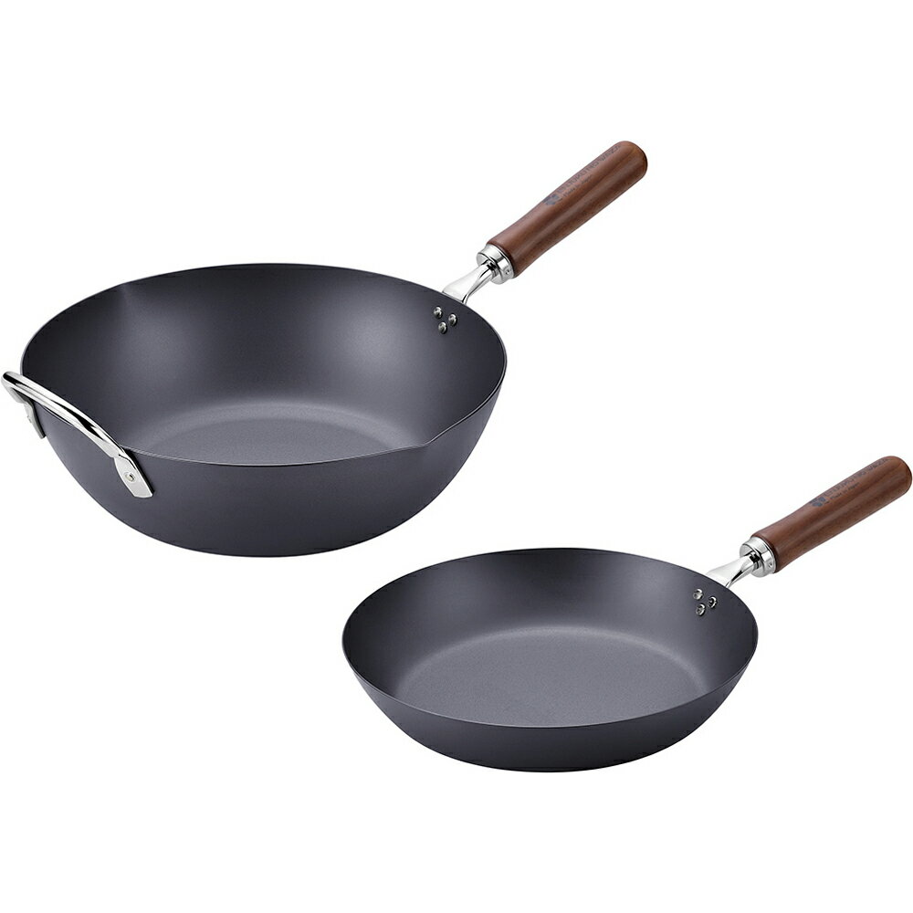 よこやま 燕熟の技[クローバー] 窒化シリーズ CTT-2000 フライパン26cm＆いため鍋30cm （日本製・電磁調理器対応・ 200V IH対応・鉄・炒め鍋）