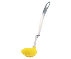 Ladles - ステンレス柄　シリコン　腰掛けお玉　イエロー　（おたま）　[nb]