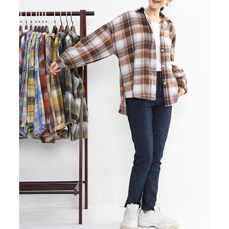 シャツ ブラウス チェック柄シャツ 長袖【ネコポス投函】