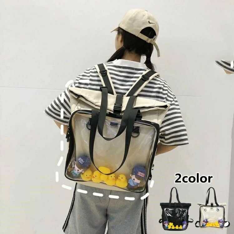 乐天商城 - 痛バッグ ショルダーバッグ 透明バッグ リュック トート 痛バ リュック 痛リュック 推しバック ブラック 黒 ホワイト ぬいぐるみ かわい