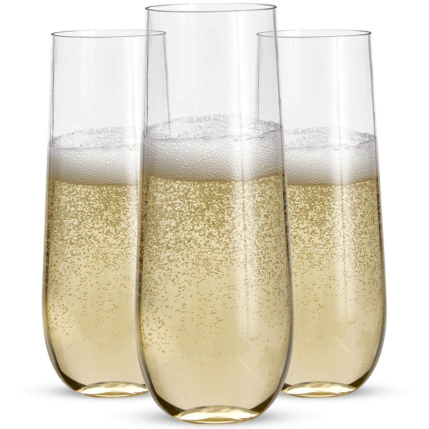 24個、ステムのないプラスチック、シャンパンフルート、9オンスプラスチックシャンパングラス、結婚式やパーティー用、使い捨ての壊れな