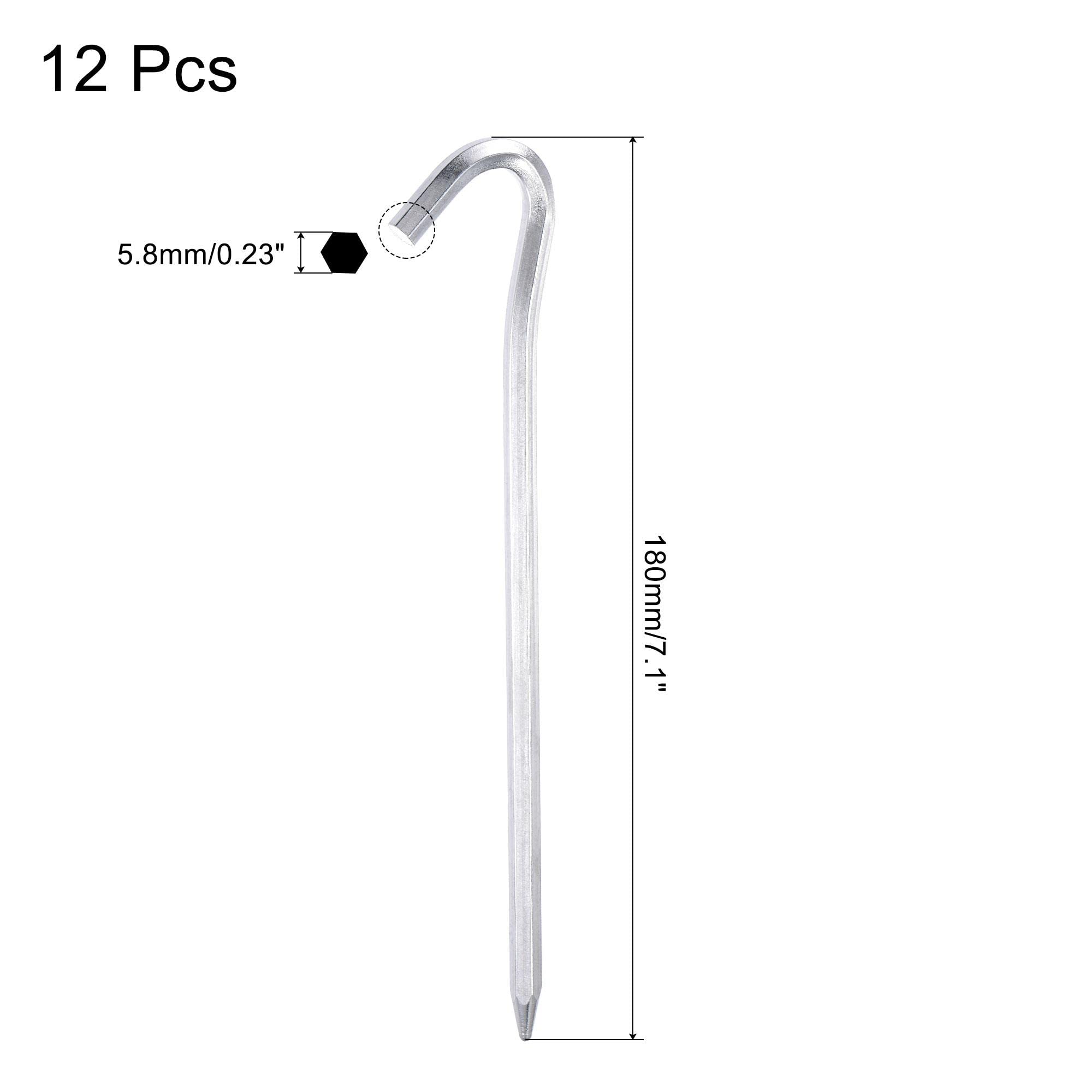テントステークス アルミニウム ヘキサゴンロッドグラウンドペグ フック付き 18 cm アウトドアキャンプ用 キャノピータープ シルバート luckyrabbit-10026772 LuckyRabbit サンプル画像2