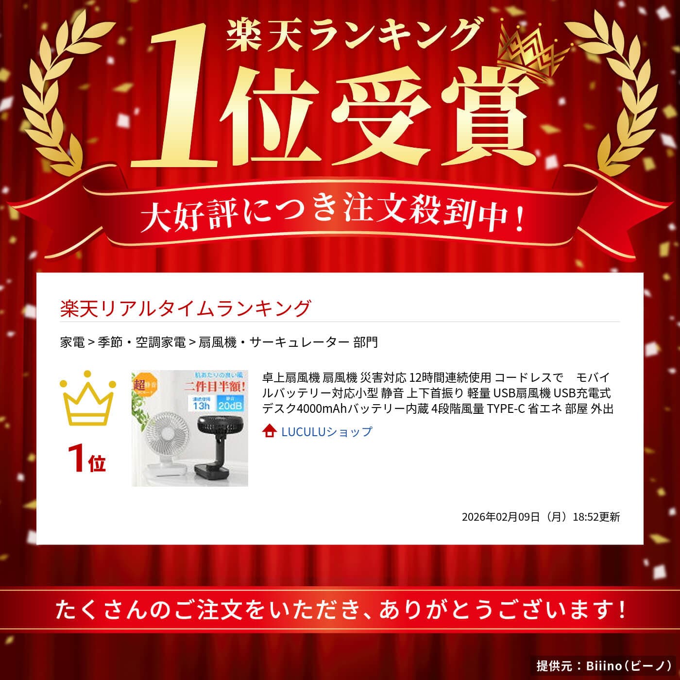 【夏をお得に締めくくり！8％OFF】卓上扇風機 充電式 小型 4000mAh コードレス USB...
