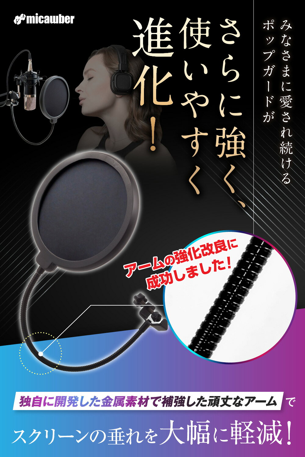 ポップガード 強化アーム フラットクランプ付 (Wフィルター) 画像2