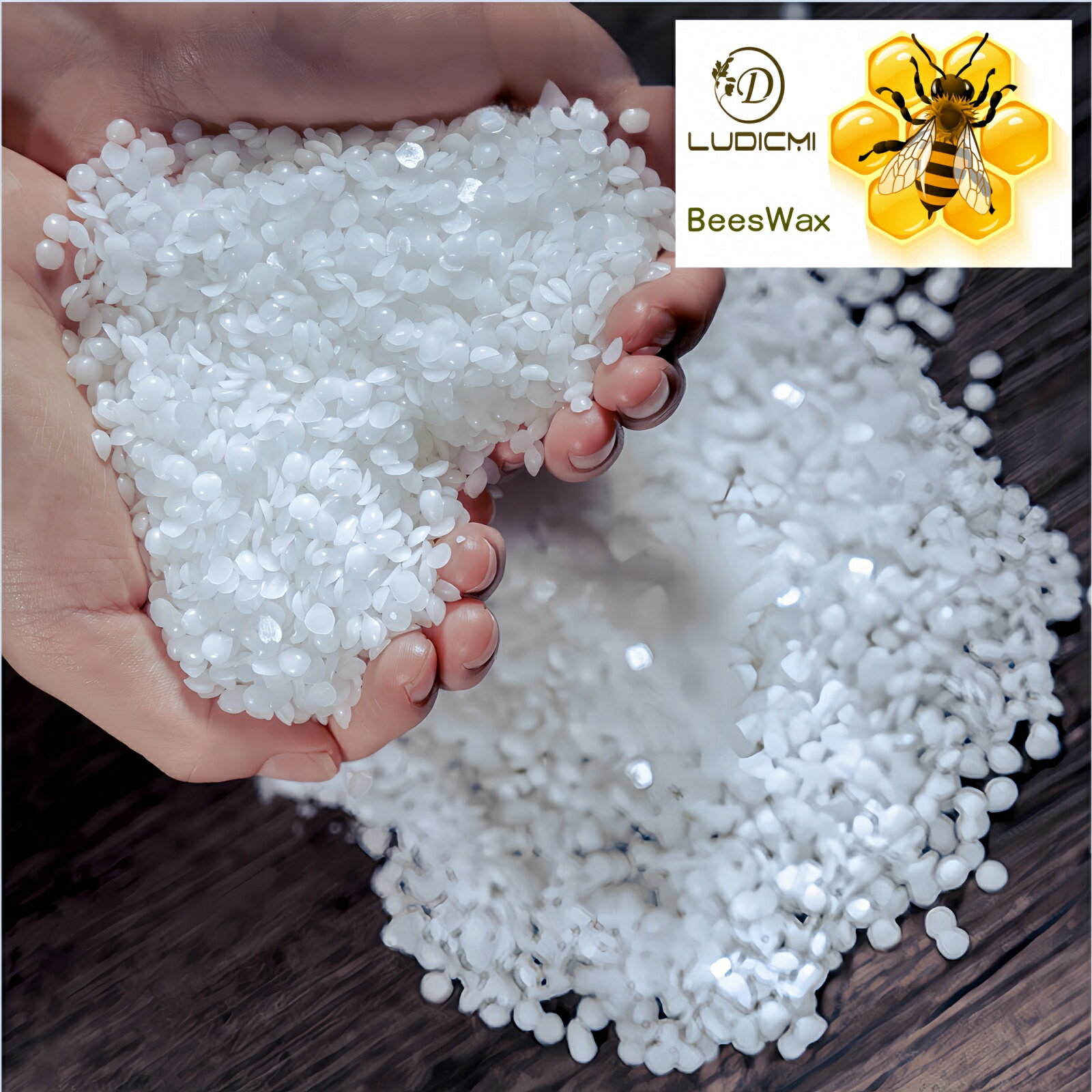 LUDiCMi 蜜蝋ワックス 高品質な蜜蝋製品 天然素材添加物基準品 白色 みつろう ロウソク用ビーズワックス