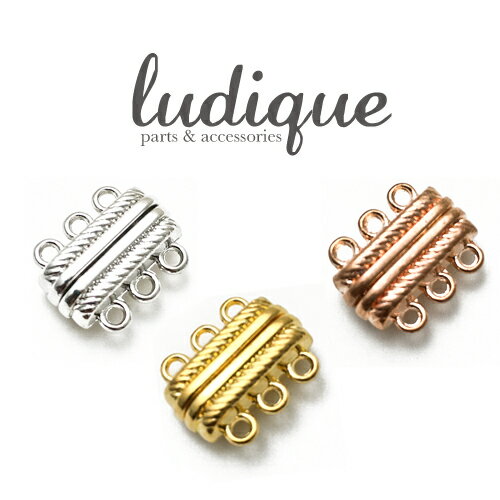 【アクセサリーパーツ】《クラスプ》マグネットクラスプ 3連用 全3色（シルバー・ゴールド・ピンクゴールド） 14×18mm 【ネックレス ブレスレット スクラプ ハンドメイド 手芸 手作り 留め具 金具 アクセサリーパーツ クラスプパーツ】のサムネイル
