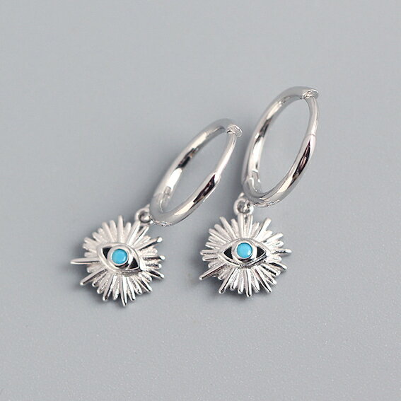 【SV925アクセサリー】※金属アレルギー対応※シルバー925 ミニ フープ ピアス Evil eye 目玉 アイモチーフ ターコイズ 全2色(シルバー・ゴールド) /ナザールボンジュウ ナザールボンジュー Nazar Bonju Nazar Bonju　アレルギーの商品画像 3