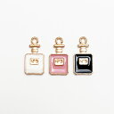 【アクセサリーパーツ】《チャーム》ミニ香水瓶 薄型 両面タイプ No.5 COCO モチーフ 全3色 (ホワイト・ピンク・ブラック)ゴールドカラー/パフューム ...