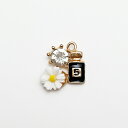 【アクセサリーパーツ】《チャーム》香水瓶 パフュームボトル マーガレット デイジー モチーフ ラインストーン No5 角型 ゴールドカラー/No.5 COCO ...