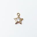 【アクセサリーパーツ】《チャーム》一粒ラインストーン ミニ 星モチーフ スターチャーム ゴールド STAR 星 金属製チャーム W8.4*H10.5*D2.0m...