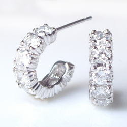 【鑑別書付】pt900【2.0ct】ダイヤモンド エタニティピアス［SI～VSクラスF～Dカラー無色透明GOOD～VERYGOOD]ハートアンドキューピット2カラットエタニティダイヤモンドピアス記念日ダイヤモンド ハーフエタ 10周年 【送料無料】