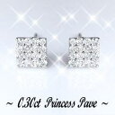 あす楽【大特価】K18YG/PG/WG【0.3ct】プリンセスダイヤモンド パヴェピアス『Princess』［SIクラス］透明感溢れるダイヤモンドスクエアー パヴェ 可愛いイエローゴールド ピンク 誕生日 プレゼント 記念日　10年 ジュエリー 【送料無料】【楽ギフ_包装】