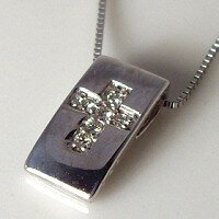 K18YG/PG/WG【0.03ct】ダイヤモンド クロスペンダントネックレスクロスダイヤ ダイヤモンドペンダント［SIクラス］透明感溢れるダイヤモンドスクエア 四角 クロス 鏡面【送料無料】