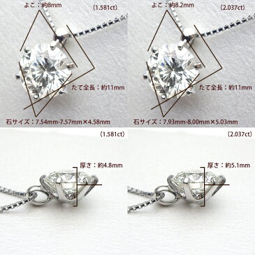 【中央宝石研究所 鑑定書 ソーティングダイヤモンド】pt900 0.7ct 1.5ct 2.0ct 一粒ダイヤモンドネックレス1.5カラット 2カラット［I1〜SIクラス H〜Dカラー 無色透明 GOOD〜EXCELLENT]10周年 10年 送料無料【楽ギフ_包装】【楽ギフ_メッセ】【0824楽天カード分割】