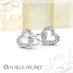 高級☆pt900【0.2ct】ダイヤモンド ハートピアス『DOUBLE HEART』[SIクラス F～Dカラー 無色透明 GOOD～VERYGOOD] ハートアンドキューピット誕生日 プレゼント ハート 記念日 結婚記念日 10周年 ジュエリー【送料無料】