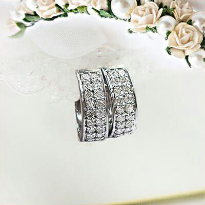 豪華☆K18YG/PG/WG pt900【0.3ct】ダイヤモンド パヴェ エタニティフープピアス『2列』[SIクラス] 透明感溢れるダイヤモンドパヴェ フープ フチあり エタニティ 2連 ライン レディース メンズジュエリー 記念日 中折れ 豪華プレゼント 人気【送料無料】