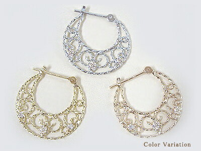 あす楽【グレードupあす楽不可】【大特価】K18YG/PG/WG【0.1ct】ダイヤモンド フープピアス 月フープピアス『LunaThemoon』Modern ...