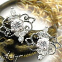 K18YG/PG/WG【0.32ct】ティアラダイヤモンドピアス『Antique』［SIクラス F～Dカラー 無色透明 GOOD～VERYGOOD］ハートアンドキューピットアンティークジュエリー ルビー サファイヤ エメラルド 可愛い 誕生日 母の日 ギフト【送料無料】