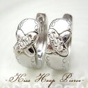 K18YG/PG/K18ゴールド/pt900【0.1ct】kiss ダイヤモンドフープピアス『kiss』［SIクラス/F～Dカラー/無色透明/GOOD～VERYGOOD］中折れ エックス 地金フープピアス メンズ レディース ペアジュエリー Kiss 18K ゴールド オーダージュエリー【送料無料】