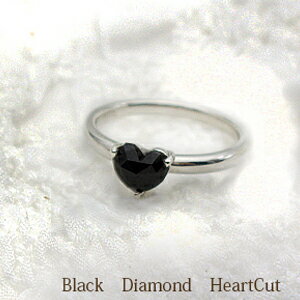 K18YG/PG/Pt900【0.65ctup】ローズカット ハート ブラックダイヤモンドリング指輪『大粒約6mmハート』ローズカットハート ハートリング He...