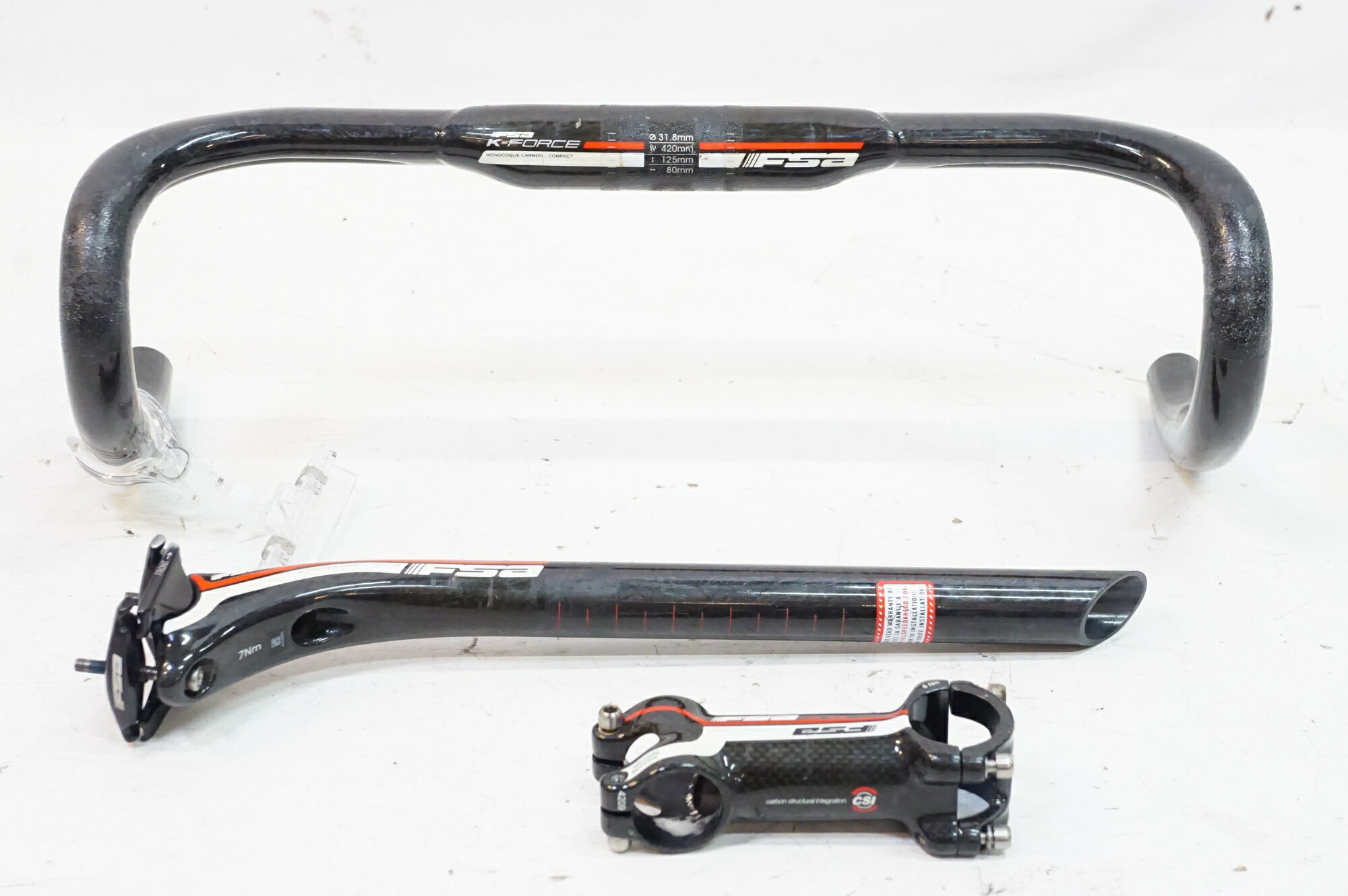 FSA K-FORCE カーボン ドロップ ハンドル 400 31.8 FSA K-FORCE コンパクト UD カーボン ブラック/グレー バークランプ径