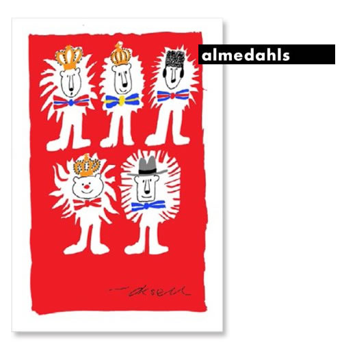 【メール便で送料無料】　almedahls(アルメダールス）　キッチンタオル(47cm×70cm)　ノルディック・ライオン　　オーレ・エクセル　(スウェーデン,アストリッド・サンペ Astrid Sampe,クリスマス,ギフト)【楽ギフ_のし】【楽ギフ_のし宛書】10P26Mar1619Mar14