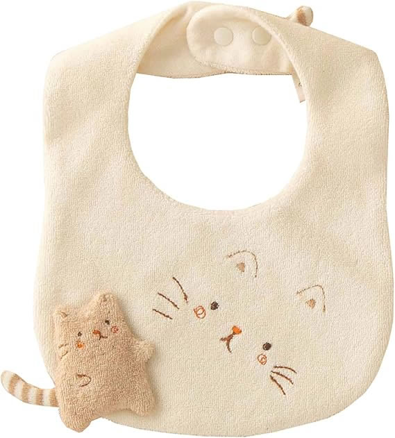 送料無料　 アモローサマンマ  オーガニックコットン べビースタイ ねこ ビブ よだれかけ 男の子 女の子 新生児