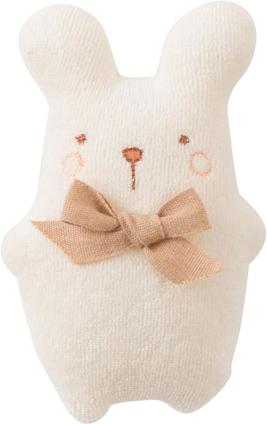 Rabbit - メール便OK　[Amorosa mamma] アモローサマンマ 【日本製】 オーガニックコットン 新生児 ベビー用ラトル ●●うさぎ●●　　にこにこ動物のにぎにぎ人形 鈴入り