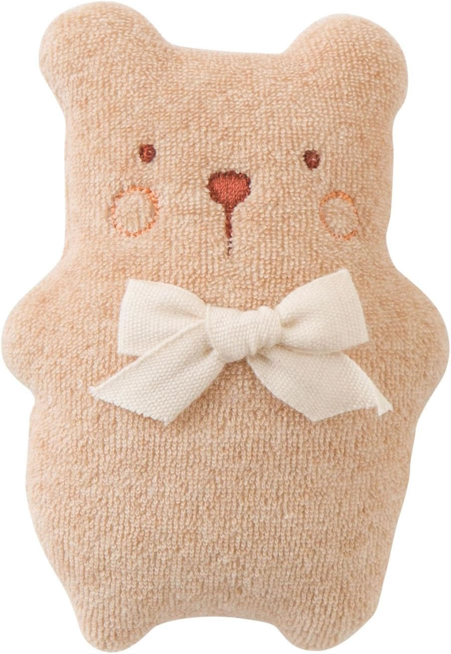 Rakuten - メール便OK　[Amorosa mamma] アモローサマンマ 【日本製】 オーガニックコットン 新生児 ベビー用ラトル　●●クマ●●　　　にこにこ動物のにぎにぎ人形 鈴入り
