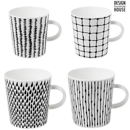 【佐川急便で送料無料】design house stockholm マグカップ（ハンドル付）　4ヶセット　ギフト ハンドペイント　デザインハウス　ストックホルム