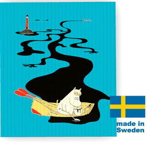 【メール便で送料無料】北欧スポンジワイプ　ムーミンシリーズ　Keep Sweden Tidy ブルー(布巾ふきん)（セルクロス）スウェーデンの自然破壊を防ごう