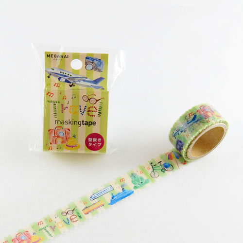 Rakuten - 【メール便OK】　RT-MK-011 ラウンドトップ メガナイ　型抜き マスキングテープ　トラベル　　20mm*5m shaped masking tape 引越し祝い 開店祝い ギフト【HLS_DU】人気fs2gm出産祝い 粗品 roundtop TIPS