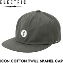 スナップバックキャップ 帽子 ELECTRIC エレクトリック ICON COTTON TWILL 6 PANEL CAP E25SC01 BLK 日本代理店正規品