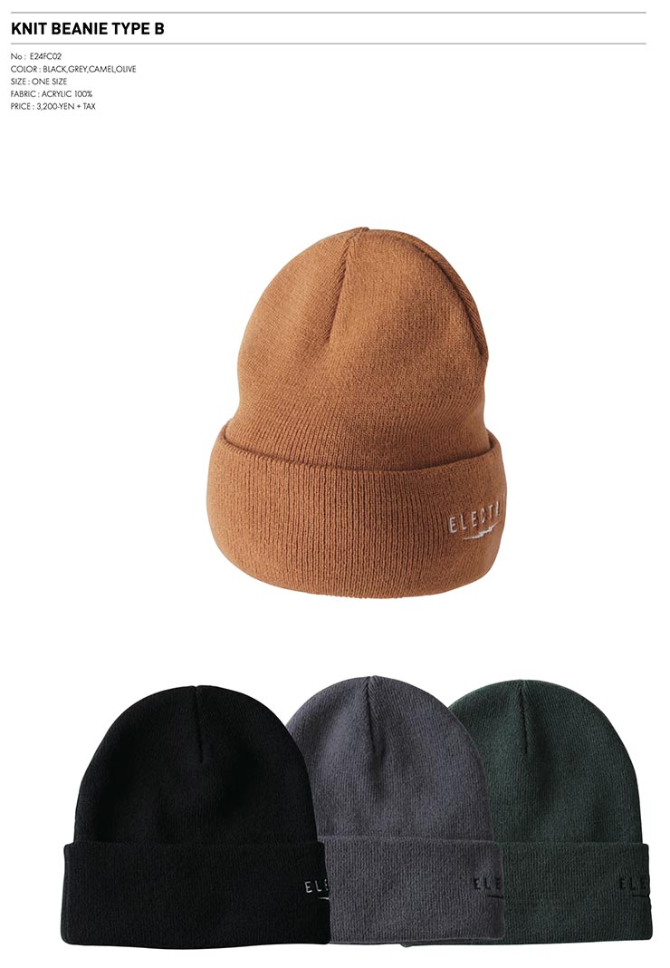 【クリアランスセール】 【送料無料】 ニットキャップ カフビーニー ELECTRIC エレクトリック KNIT BEANIE TYPE B E24FC02 GRY 日本代理店正規品