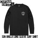 CAPTAIN FINのサーフTEE 「 SON BRILLA L/S SURF SHIRT 」 21A9232300 軽量50+UVプロテクション サーフTEE。 ラッシュガードよりもTシャツ感覚で着れます。 左胸ポケットに定番ロゴをプリント。 フロントのみのデザインとなります。 レギュラー・フィット 1A9232300_BLK カラー：ブラック 素材：88% RECYCLE POLYESTER / 12% POLYURETHANE サイズ( 着丈 / 身幅 / 袖丈 / 肩幅 ※約cm) S：( 68 / 50 / 61 / 41 ) M： ( 71 / 53 / 63 / 43 ) L：( 74 / 56 / 65 / 45 ) ※身長170cm / 65kgのスタッフが着て「 L 」サイズでぴったりです。 サイズに関しては個々の感覚や好みもありますので、ご参考程度にお考え下さいませ。 ※お使いのモニターや機種によって、色の見え方が掲載の写真と異なる場合がございます。 ※ブランドまたはアイテムにより、表記のサイズに若干の差がある場合がございます。 ※販売価格は入荷の時期によって変動する場合があります。予めご了承下さいませ。 ※店頭や他サイトでも販売しておりますので、随時在庫が変動しております。 ご注文が確定しても、タイミングによっては商品がご用意出来ない場合がございます。 #CAPTAIN FIN #キャプテンフィン #TEE #LSTEE #Tシャツ #長袖Tシャツ #ラッシュガード #トップス #メンズ #レディース #サーフブランド #サーフィン #サーフブランド #SURF #SKATE #CALIRORNIA #カリフォルニア