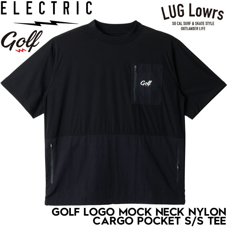 乐天商城 - ELECTRIC GOLF エレクトリックゴルフ ゴルフウェア メンズ 半袖シャツ モックネック ナイロンTシャツ カーゴポケット 撥水 軽量 GOLF LOGO MOCK NECK NYLON CARGO POCKET S/S TEE EG26ST03 BLACK 26SP 日本代理店正規品