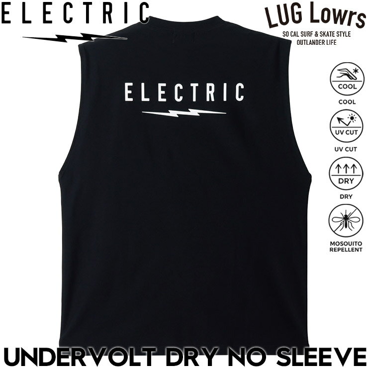 Rakuten - ELECTRIC エレクトリック タンクトップ メンズ ノースリーブTシャツ ドライTシャツ UVカット 吸水速乾 接触冷感 防蚊加工 UNDERVOLT DRY NO SLEEVE BLACK E26ST38 26SP 日本代理店正規品