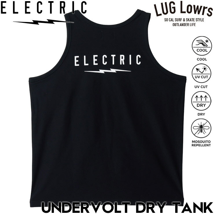Rakuten - ELECTRIC エレクトリック タンクトップ メンズ ドライタンクトップ ノースリーブTシャツ UVカット 吸水速乾 接触冷感 防蚊加工 UNDERVOLT DRY TANK BLACK E26ST39 26SS 日本代理店正規品