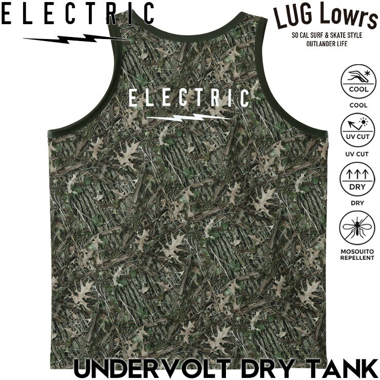 Rakuten - ELECTRIC エレクトリック タンクトップ メンズ ドライタンクトップ ノースリーブTシャツ UVカット 吸水速乾 接触冷感 防蚊加工 UNDERVOLT DRY TANK TREE CAMO E26ST39C 26SS 日本代理店正規品
