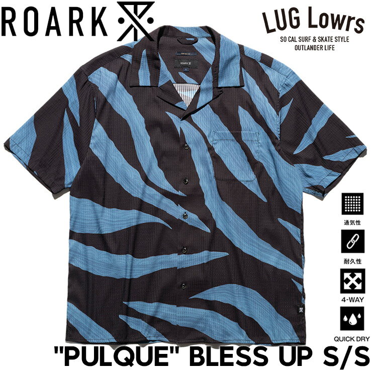乐天商城 - ROARK ロアーク シャツ メンズ 半袖シャツ 総柄シャツ オープンカラーシャツ 速乾 ストレッチ BLESS UP PULQUE RWJ1224-BLK 26SU 日本代理店正規品