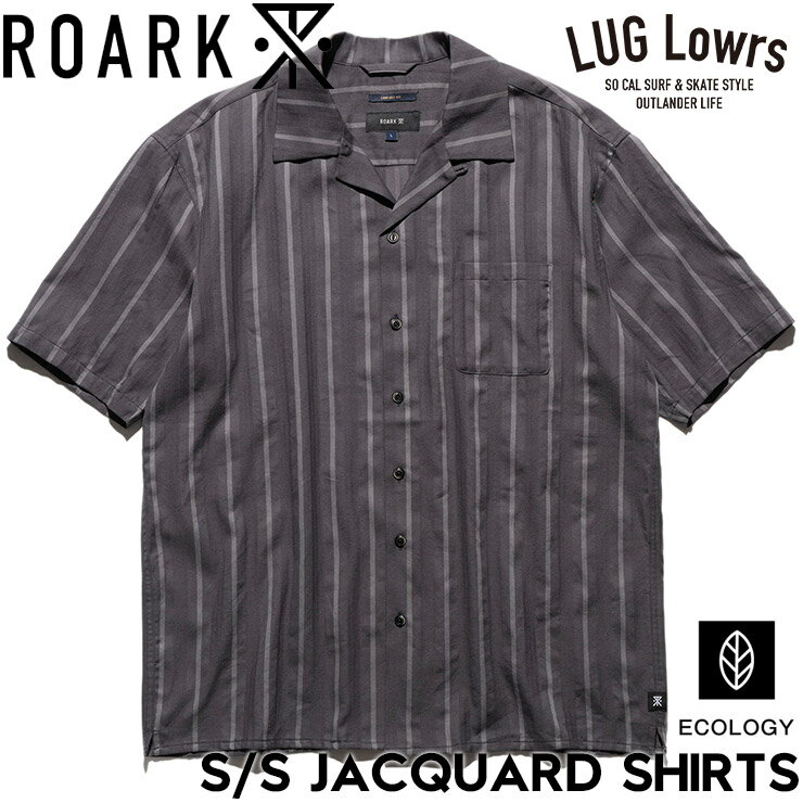 Rakuten - ROARK ロアーク シャツ メンズ 半袖シャツ ジャガードシャツ ストライプシャツ オープンカラーシャツ コットン S/S JACQUARD SHIRTS RWJ1220-BLK 26SU 日本代理店正規品