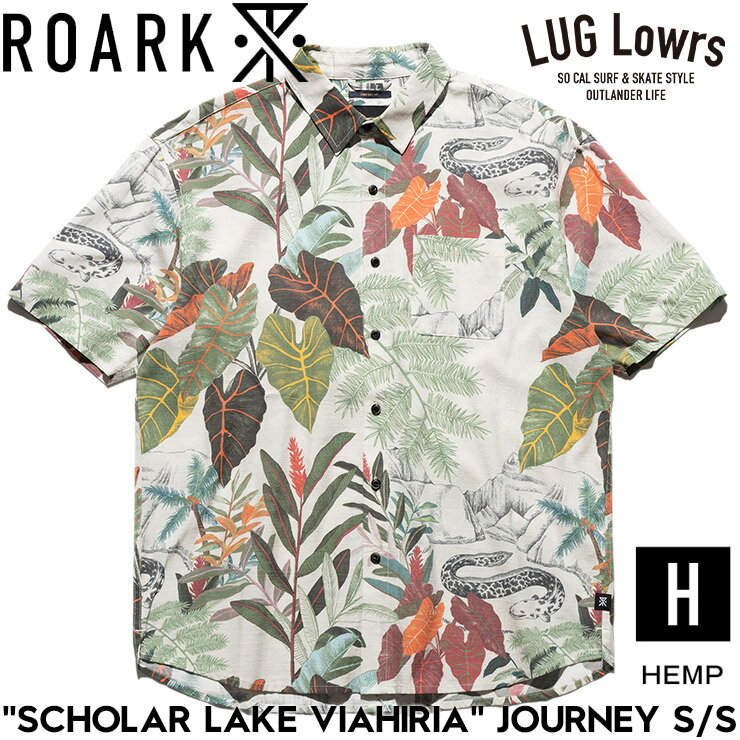 乐天商城 - ROARK ロアーク シャツ メンズ 半袖シャツ 総柄シャツ コットンヘンプシャツ JOURNEY S/S SCHOLAR LAKE VIAHIRIA RWJ1223-BON 26SU 日本代理店正規品