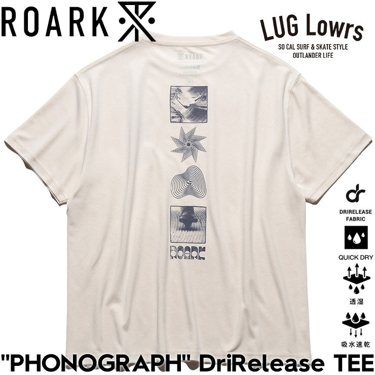 ROARK ロアーク Tシャツ メンズ 半袖Tシャツ 速乾Tシャツ ドライTシャツ 吸水速乾 軽量 グラフィックTシャツ "PHONOGRAPH" DriRelease TEE RTJDR1220-WWH 26SU 日本代理店正規品