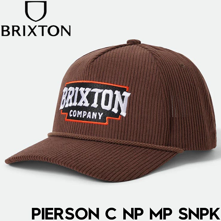 BRIXTONのスナップバックキャップ 「 PIERSON C NP MP SNPK 」 11903 クラシックな5パネルキャップをサステナブルにアップデートした、時代を超えた定番スタイルの5パネルキャップ。 素材にはコーデュロイを使用し、...